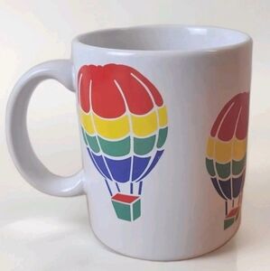 Vintage 80s/9os Mug Rainbow Hot Air Balloons Coffee Cup Pop Retro FTD Pick Me Up